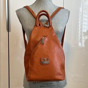HOSTPICK 🧡 Valentina NWOT Cognac Italian Leather Backpack Crossbody Bag